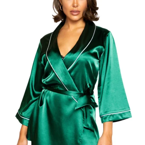 Roma Costume Elegant Green Satin Robe Lingerie