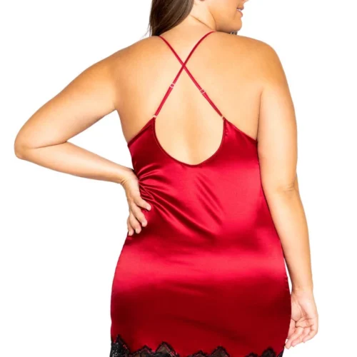 Roma Costume Plus Size Soft Satin Chemise With Lace Detail