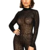 Roma Costume Leopard Print Velvet Bodysuit Bodystockings