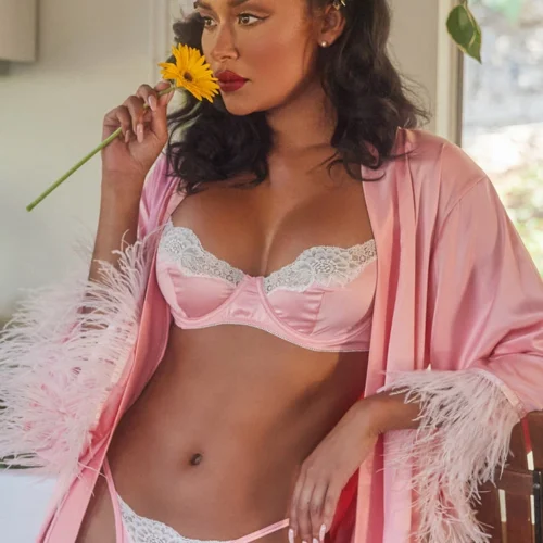 Roma Costume Lace And Satin Underwire Bra Set Lingerie