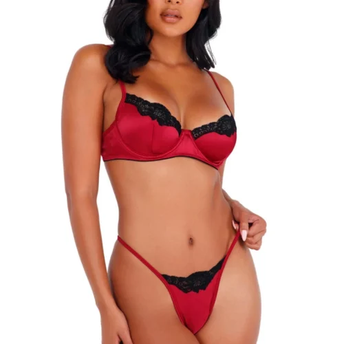 Roma Costume Lace And Satin Underwire Bra Set Lingerie