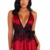Roma Costume Sexy Satin And Eyelash Lace Babydoll