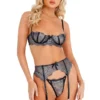 Roma Costume Metallic Lace Bra And Garter Set Bra Sets