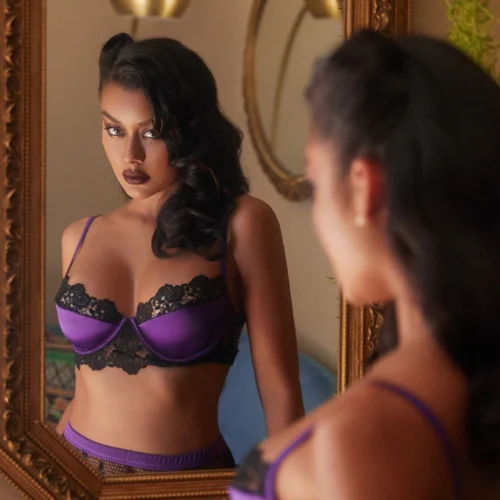 Roma Costume Satin And Lace Bralette And Garter Lingerie