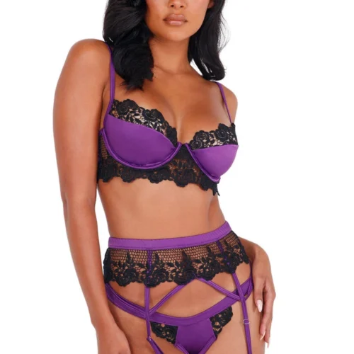 Roma Costume Satin And Lace Bralette And Garter Lingerie