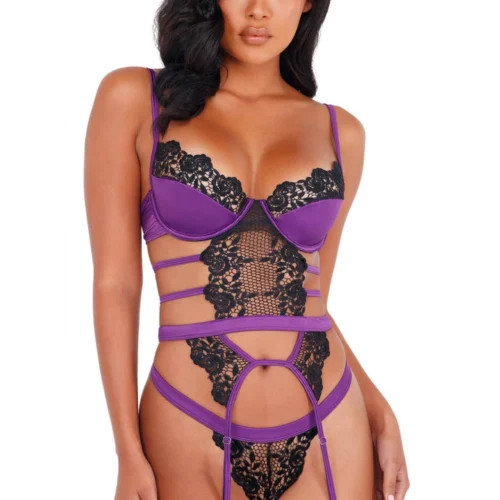 Roma Costume Lingerie Strappy Satin And Lace Bustier
