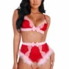 Roma Costume Lace And Satin Marabou Bra Set Lingerie