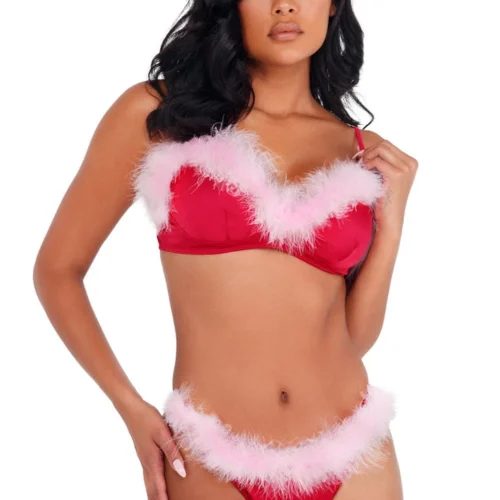 Roma Costume Satin And Marabou Bra Set 5 Roma Costume Satin And Marabou Bra Set