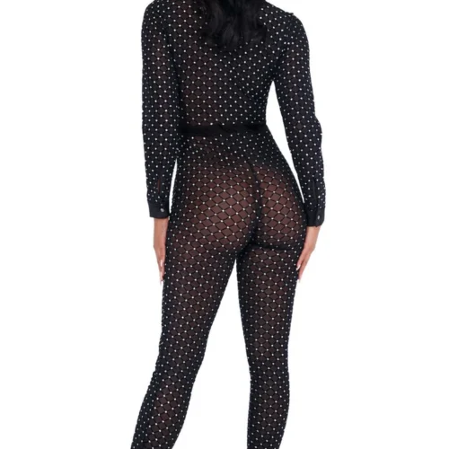 Roma Costume Bodystockings Sheer Glitter Bodysuit