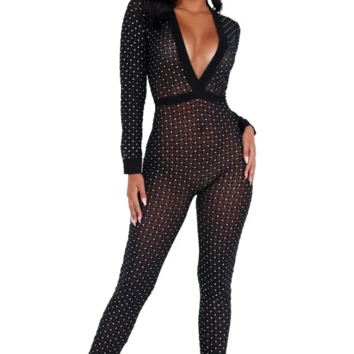 Roma Costume Bodystockings Sheer Glitter Bodysuit