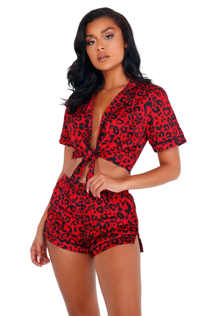 Roma Costume Leopard Heart Pajama Set Lingerie 2 Roma Costume Leopard Heart Pajama Set Lingerie