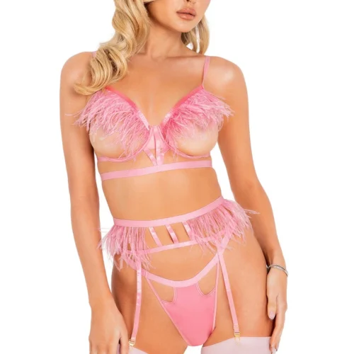 Roma Costume Ostrich Feather Lingerie Set