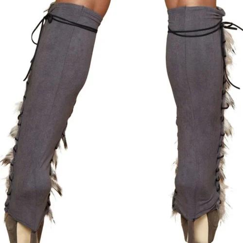 Roma Costume Suede And Fur Leg Warmers Hosiery
