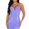 Roma Purple Vinyl Tube Dress With V-Wire Dresses