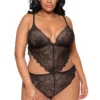 3WISHES Plus Size Lace Cut Out Teddy