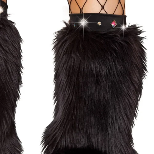 Roma Costume Fur And Rhinestone Leg Warmers