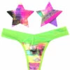 NevaNude Sporty Neon Tetris Nipple Pasties & Thong Panty Lingerie
