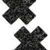 NevaNude Black And Silver Glitter Double X Nipple Pasties