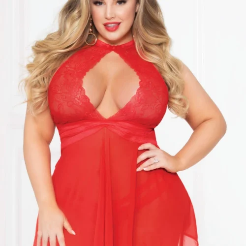 Seven Till Midnight Plus Size High Neck Keyhole Babydoll 12 Seven Till Midnight Plus Size High Neck Keyhole Babydoll