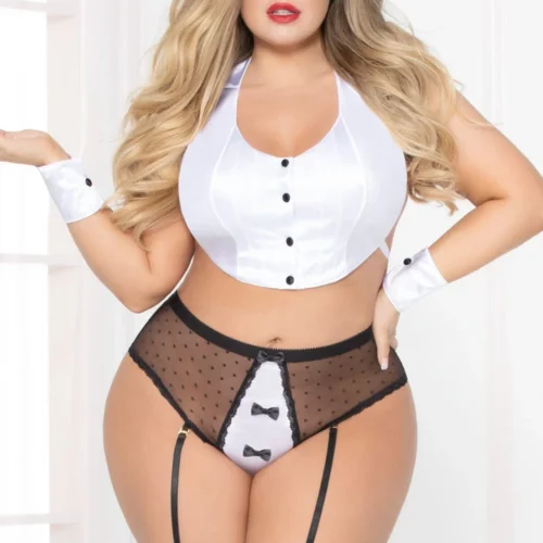 Seven Till Midnight Plus Size Tuxedo Lingerie Set