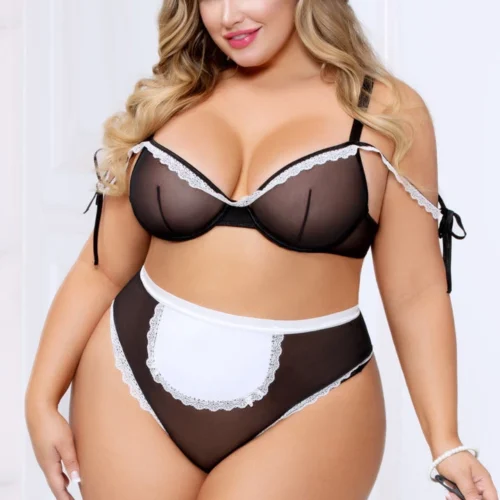 Seven Till Midnight Plus Size Adult French Maid Lingerie Set