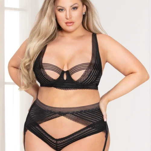 Seven Till Midnight Plus Size Retro Bra, Garter And Panty Set