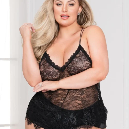 Seven Till Midnight Plus Size Lovely Lace Cami Set