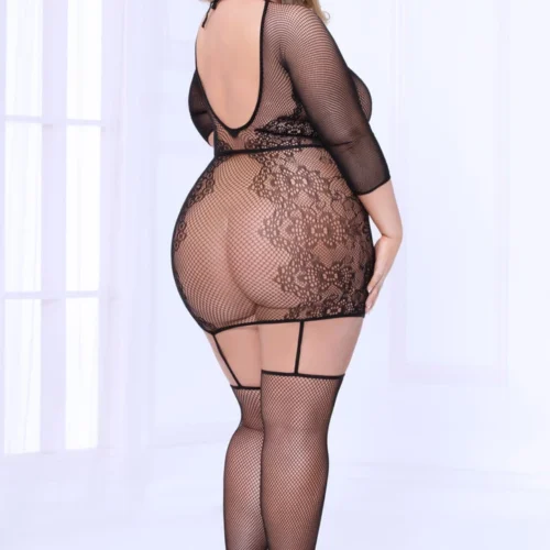 Seven Till Midnight Plus Size Lingerie Plus Size Net And Floral Bodystocking Dress
