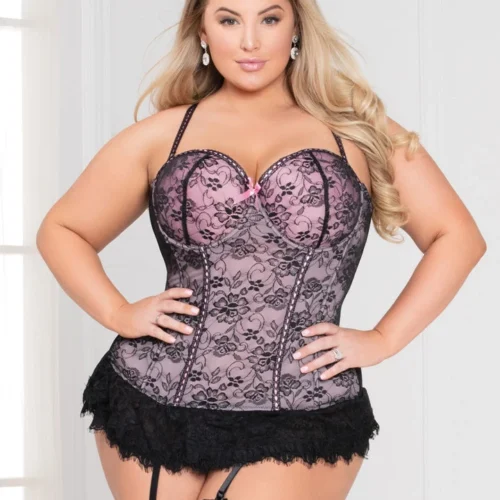 Seven Till Midnight Plus Size Skirted Lace Bustier Set 7 Seven Till Midnight Plus Size Skirted Lace Bustier Set