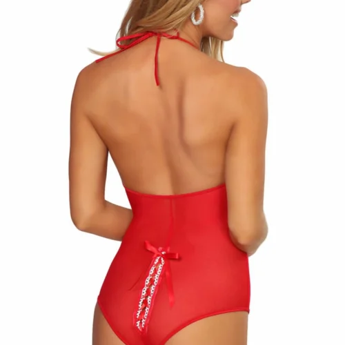 3WISHES Sheer Hearts Valentine Lingerie Teddy Lingerie