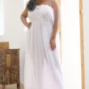 3WISHES Plus Size White Mesh Lingerie Gown