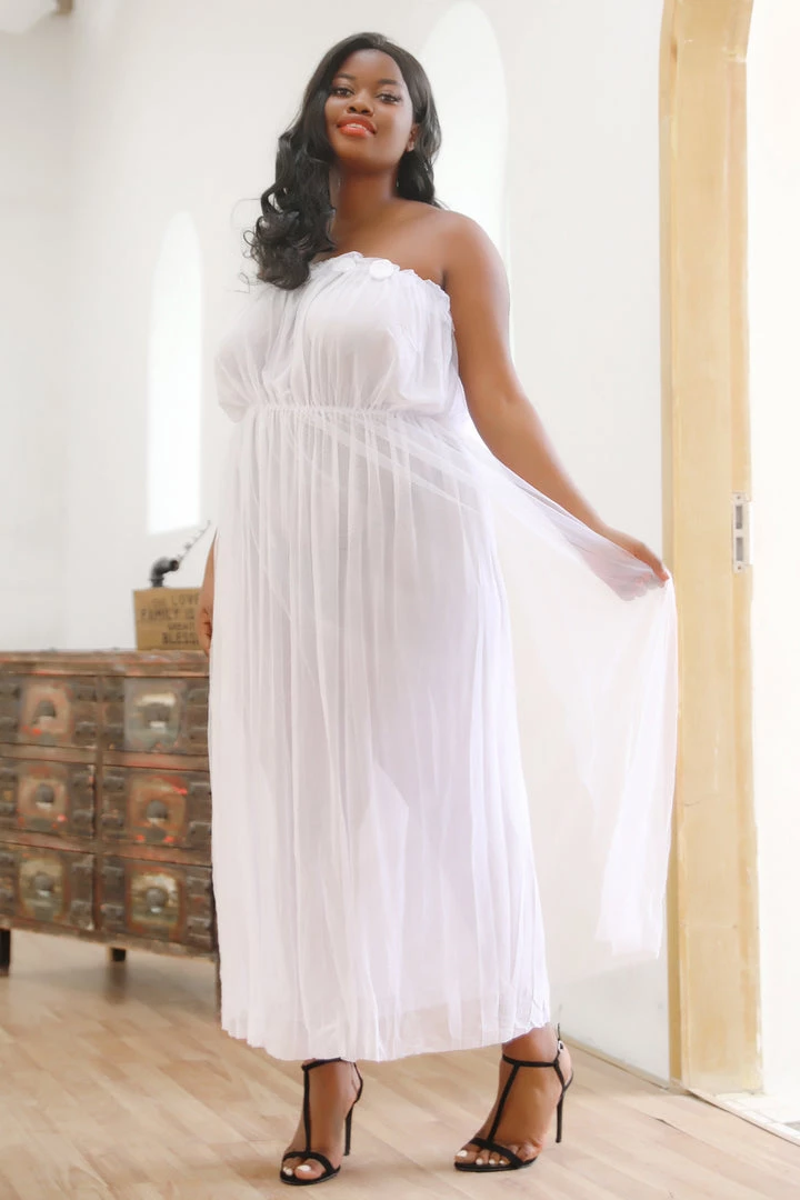 3WISHES Plus Size White Mesh Lingerie Gown 5 3WISHES Plus Size White Mesh Lingerie Gown