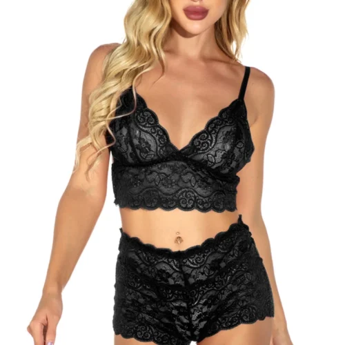 3WISHES Plus Size Lovely Lace Bralette Set