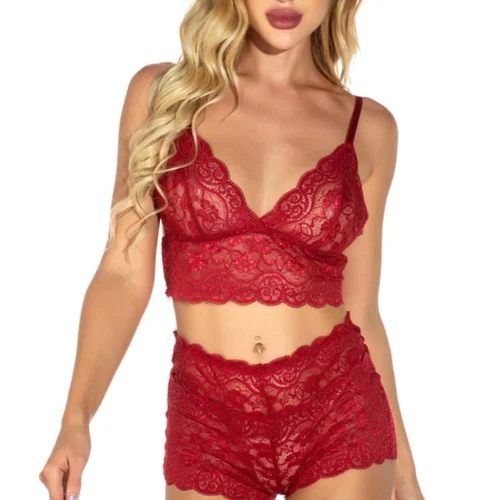 3WISHES Plus Size Lovely Lace Bralette Set