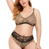 3WISHES Plus Size Fierce Feline Bra Set