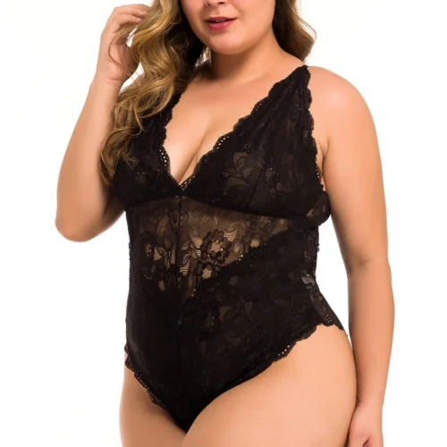 3WISHES Plus Size Lucky In Lace Teddy