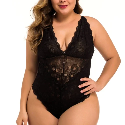 3WISHES Plus Size Lucky In Lace Teddy