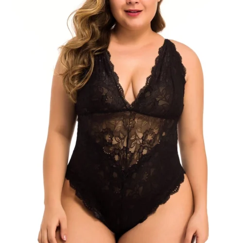 3WISHES Plus Size Lucky In Lace Teddy