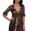 3WISHES Tie Front Robe And Thong Lingerie