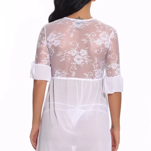 3WISHES Tie Front Robe And Thong Lingerie