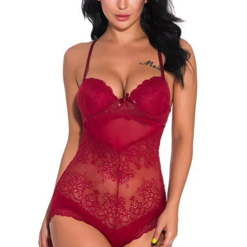 3WISHES Racy Retro Lace Teddy