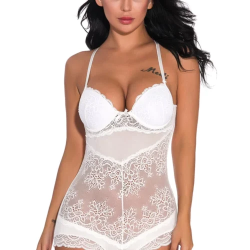 3WISHES Racy Retro Lace Teddy