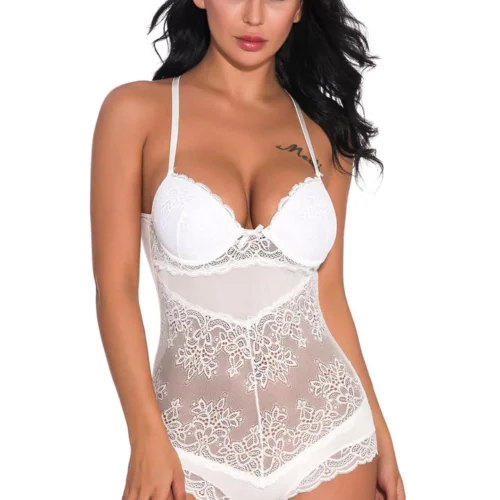 3WISHES Racy Retro Lace Teddy