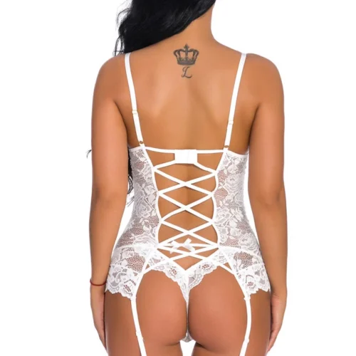 3WISHES Lingerie Lovely Lace Garter Cami Set