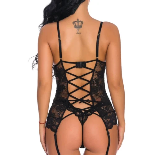 3WISHES Lingerie Lovely Lace Garter Cami Set