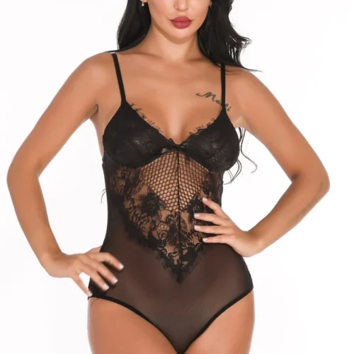 3WISHES Lingerie Lacy Inset Teddy