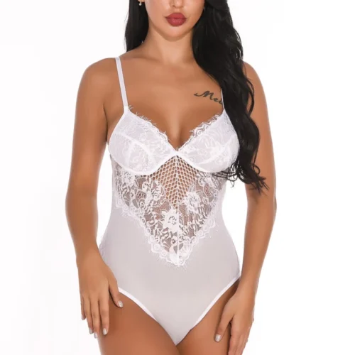 3WISHES Lingerie Lacy Inset Teddy