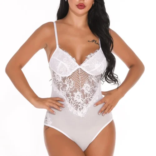 3WISHES Lingerie Lacy Inset Teddy