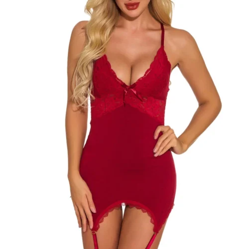 3WISHES Ga Ga Gorgeous Garter Chemise Chemise Lingerie