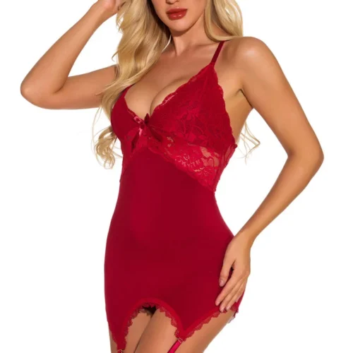 3WISHES Ga Ga Gorgeous Garter Chemise Chemise Lingerie